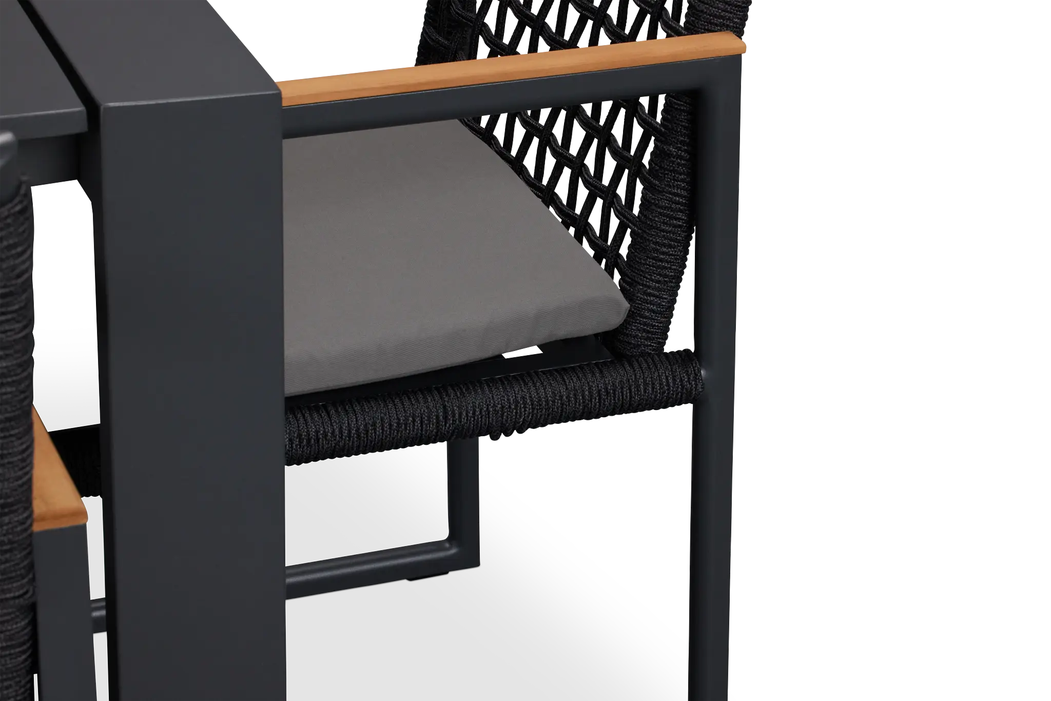 Sunrise Dark Gray 65" Rectangular Table & 4 Teak Arm Chairs Sunrise Dark Gray 65" Rectangular Table & 4 Teak Arm Chairs