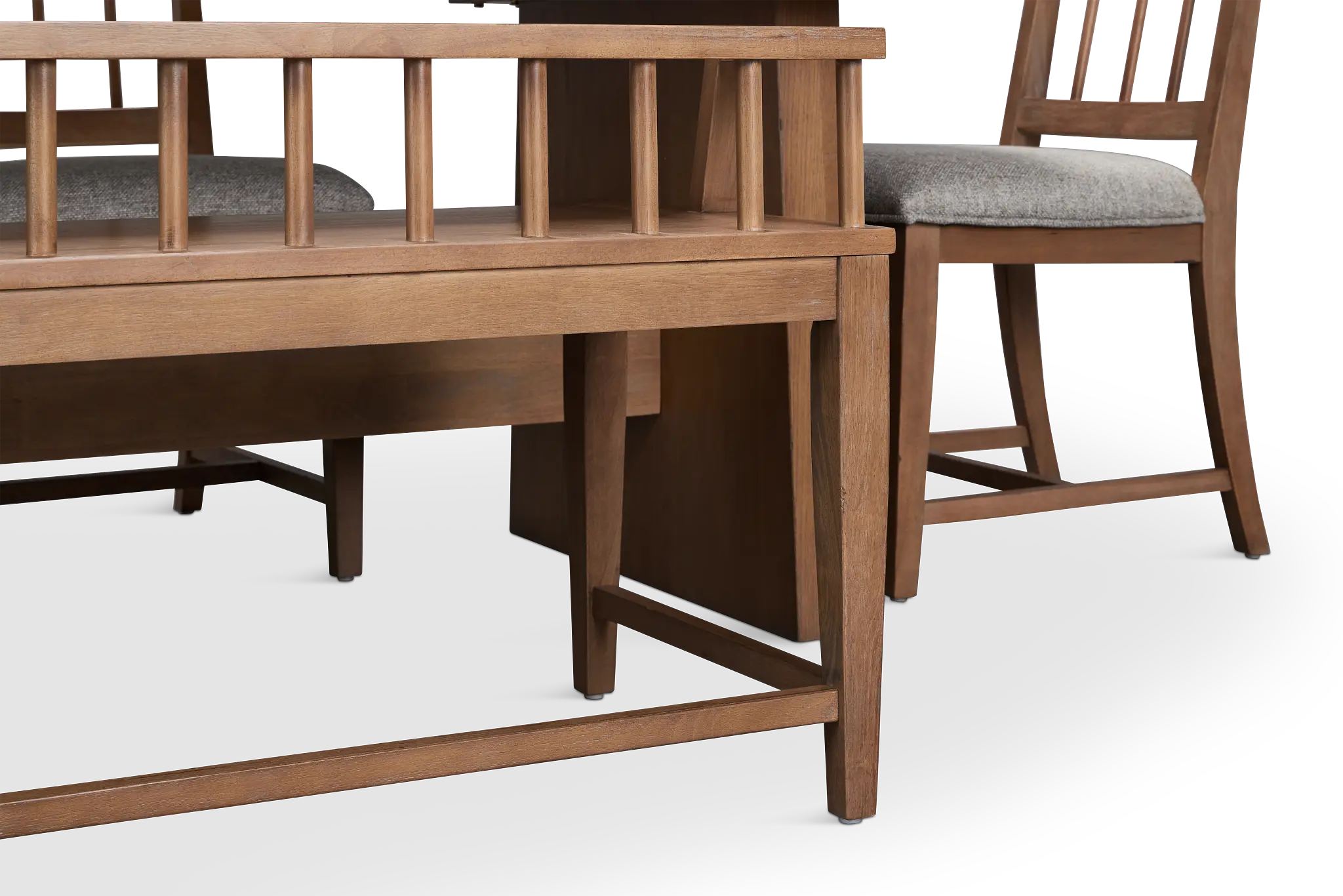 Provo Mid Tone Trestle Table, 4 Gray Chairs & Bench Provo Mid Tone Trestle Table, 4 Gray Chairs & Bench