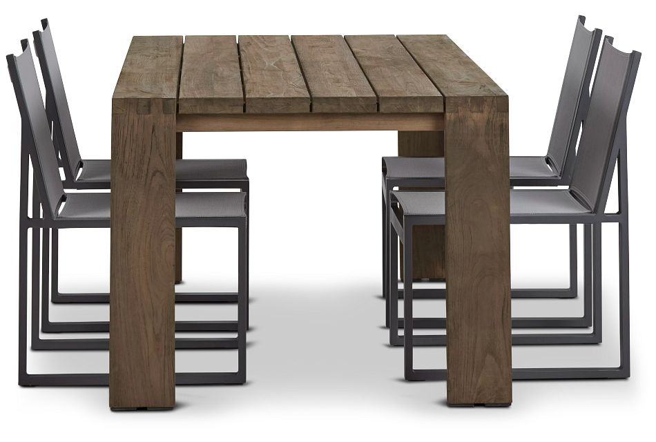 Linear 70 Teak Table 4 Sling Side Chairs Outdoor Dining Sets City Furniture