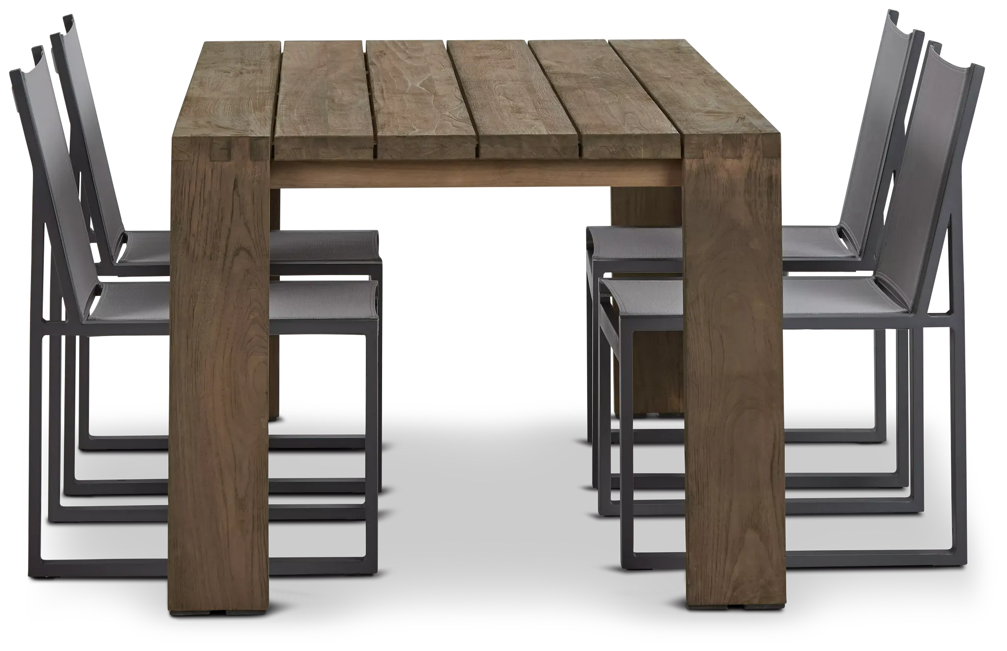 Linear 70" Teak Table & 4 Sling Side Chairs