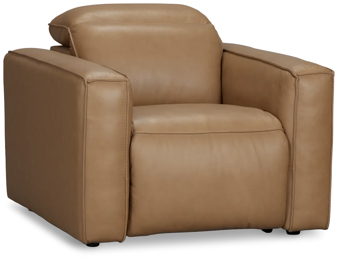 Ryland Brown Lthr/vinyl Power Recliner With Power Headrest