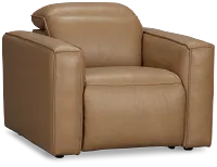 Ryland Brown Lthr/vinyl Power Recliner With Power Headrest