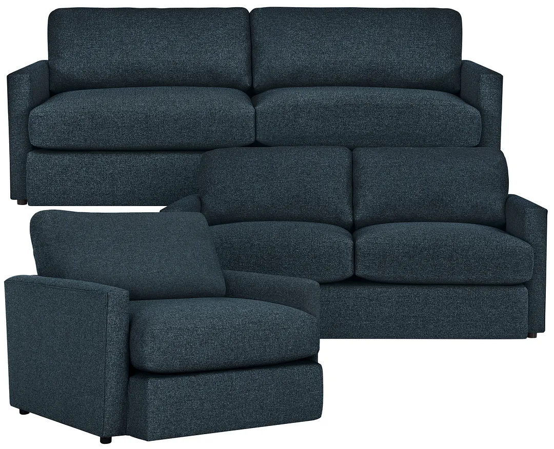 Noah Dark Blue Fabric Living Room