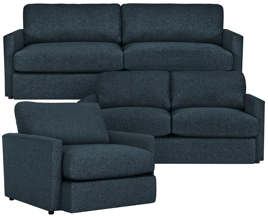 Noah Dark Blue Fabric Living Room Noah Dark Blue Fabric Living Room