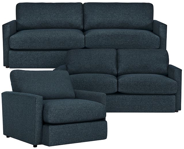 Noah Dark Blue Fabric Living Room