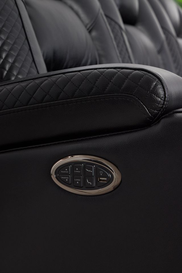 Troy Black Micro Power Reclining Sofa