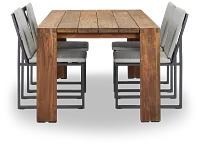 Linear Dark Gray 82" Teak Table & 4 Cushioned Side Chairs
