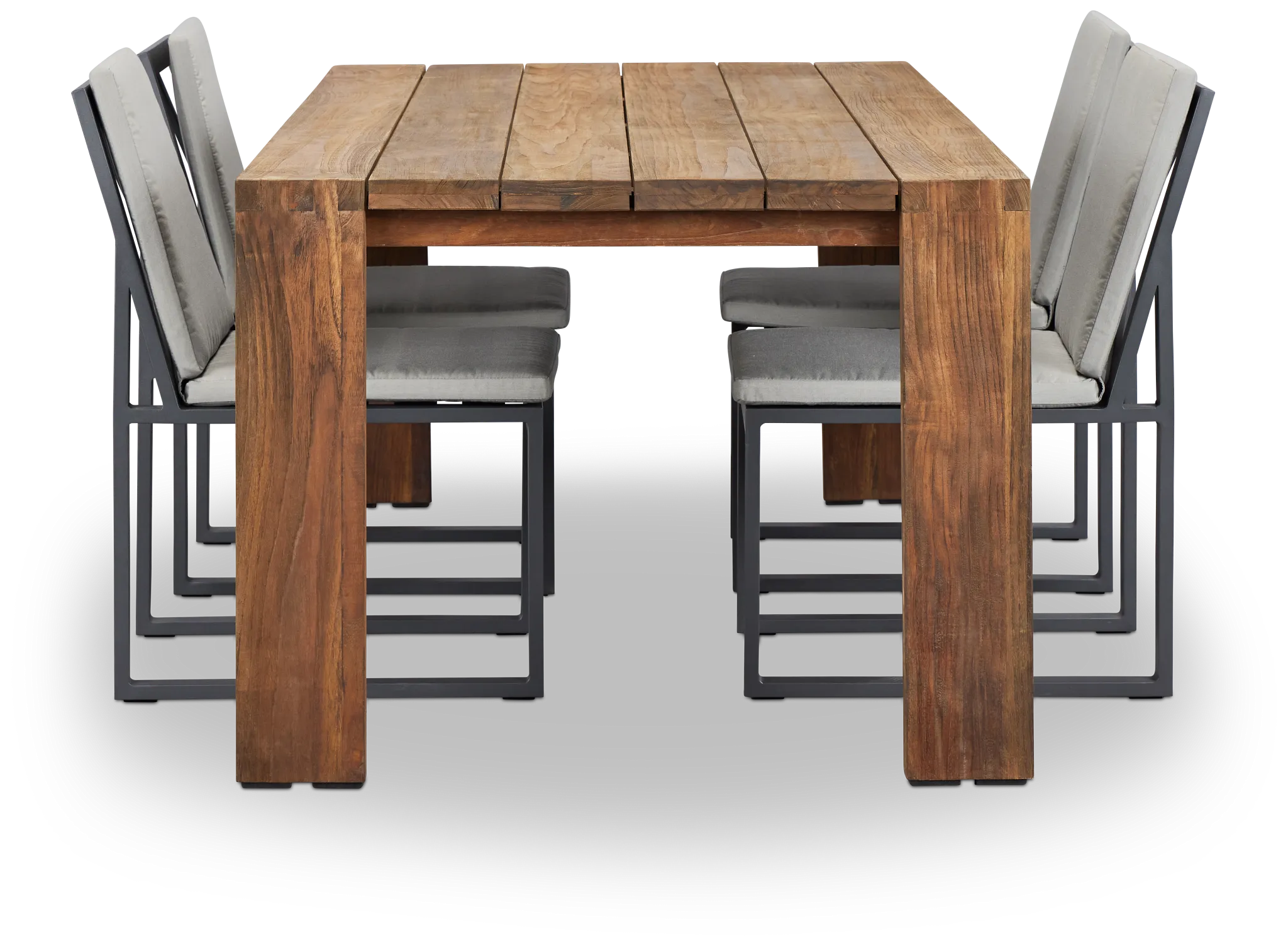 Linear Dark Gray 82" Teak Table & 4 Cushioned Side Chairs