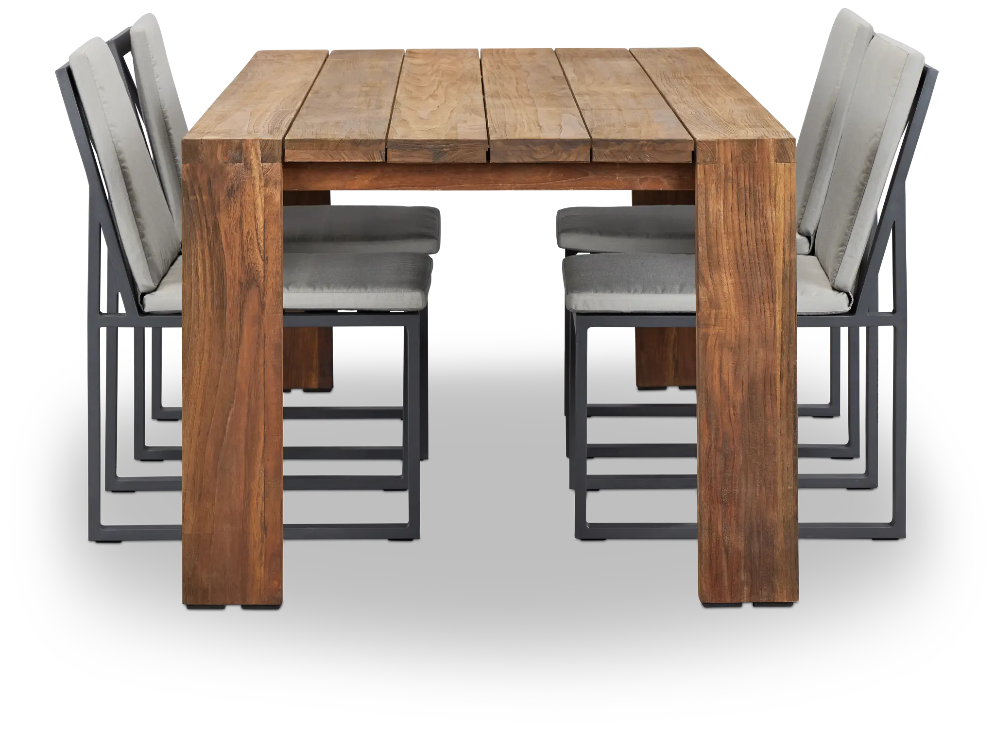 Linear Dark Gray 82" Teak Table & 4 Cushioned Side Chairs Linear Dark Gray 82" Teak Table & 4 Cushioned Side Chairs
