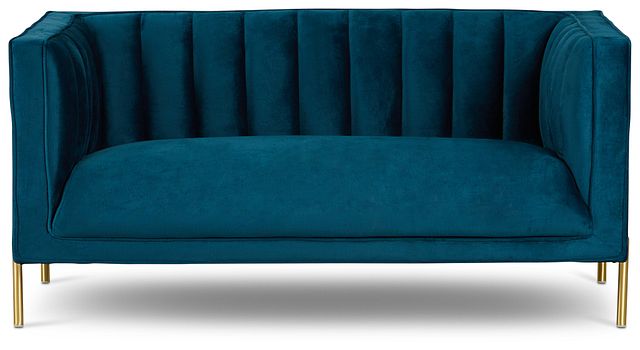 Bella Dark Blue Velvet Loveseat