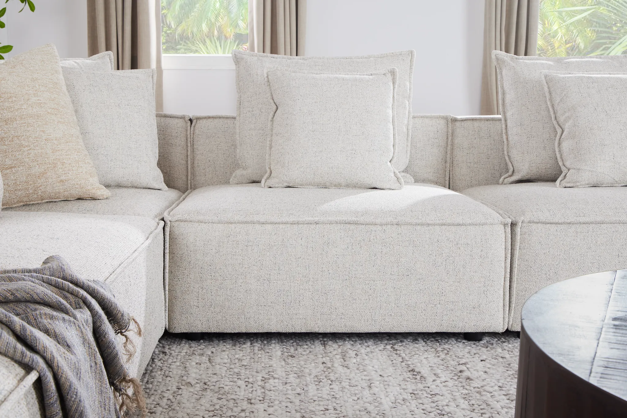 Tatum Beige Fabric 6-piece Pit Sectional