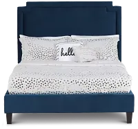 Whitney Dark Blue Uph Platform Bed
