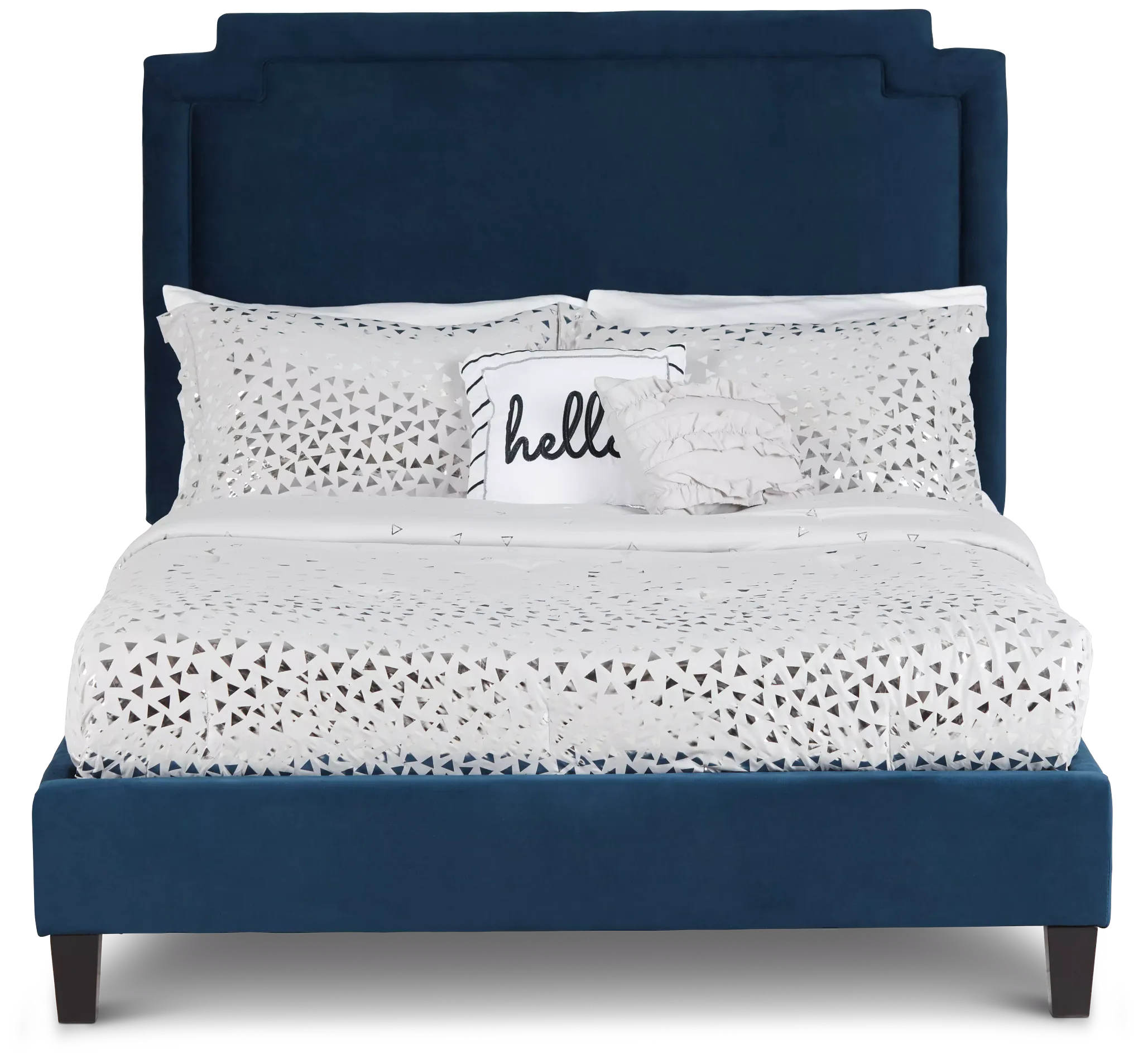 Whitney Dark Blue Uph Platform Bed