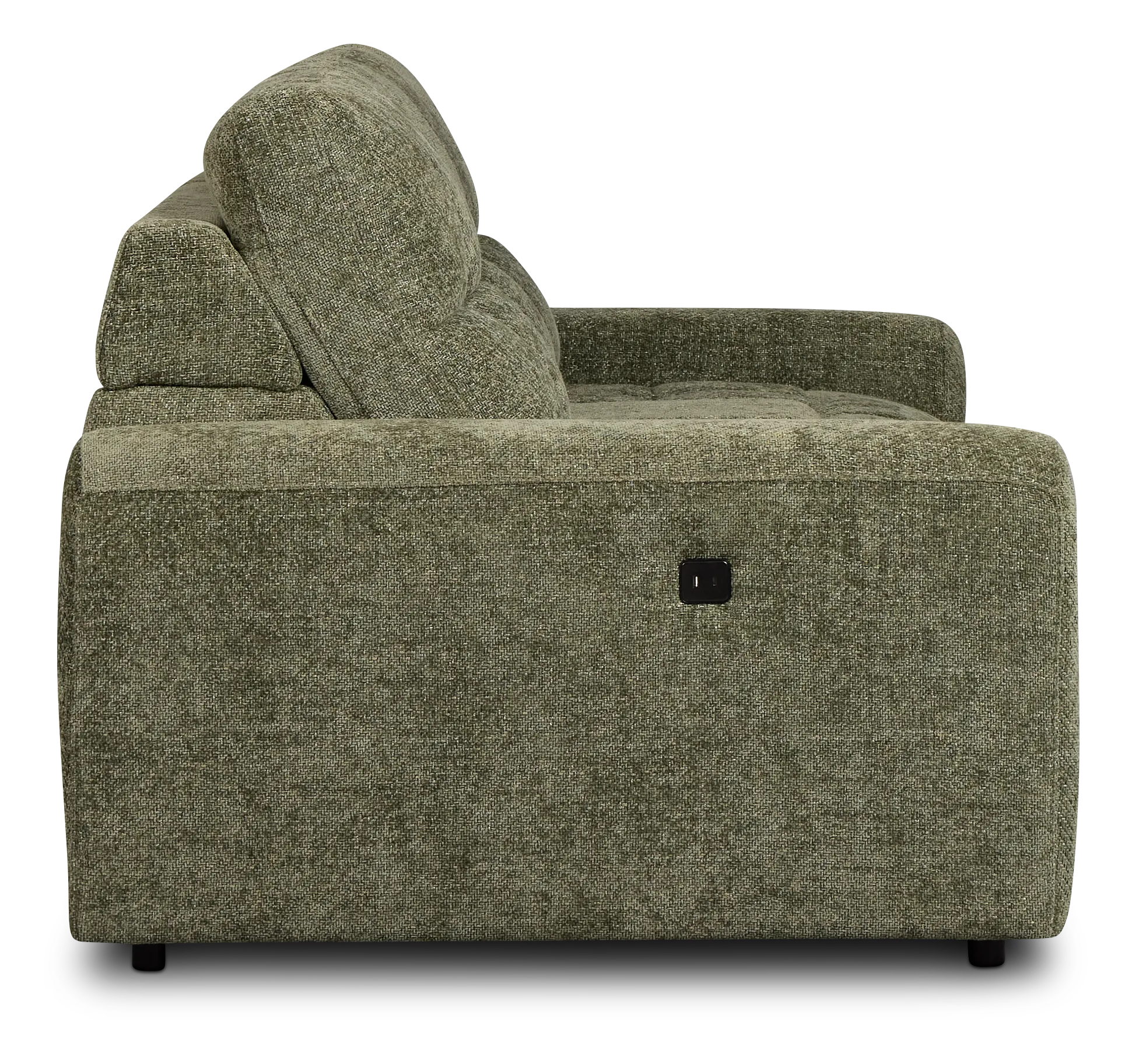 Hendrix Green Fabric Power Extension Chaise Console Loveseat