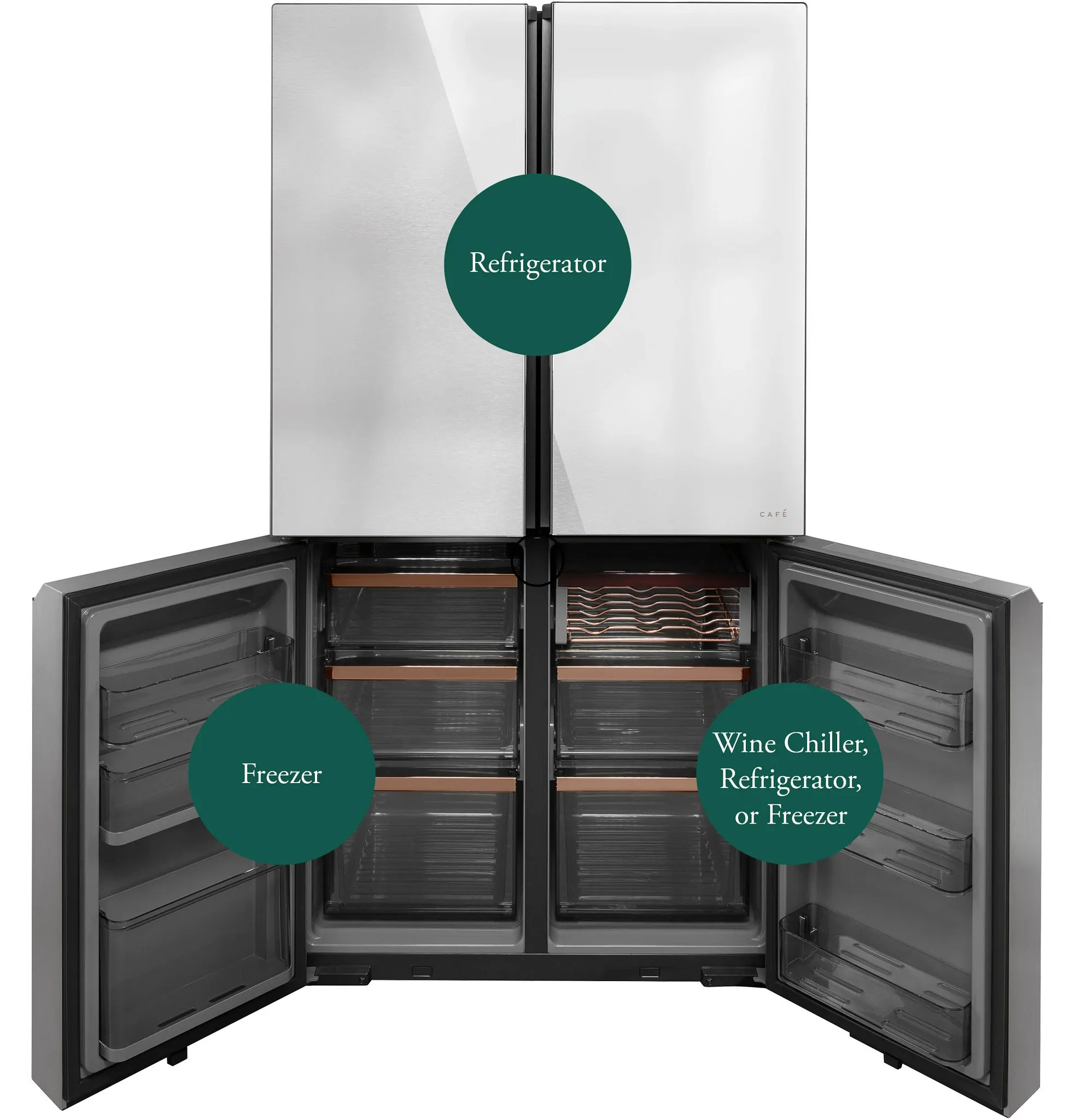 Cafe 23 Series Glass Bottom Freezer Refrigerator