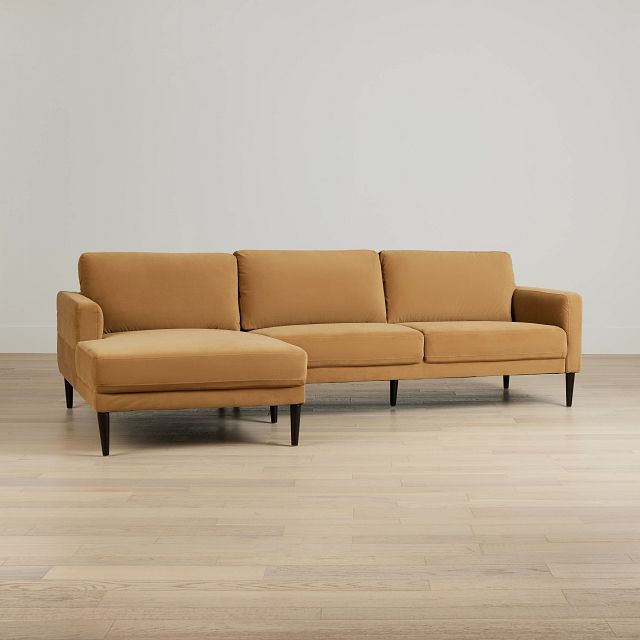 Nala Light Brown Velvet Left Chaise Sectional