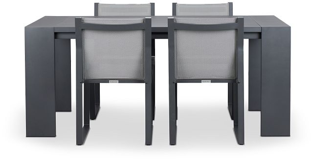 Linear Dark Gray 70" Aluminum Table & 4 Sling Side Chairs