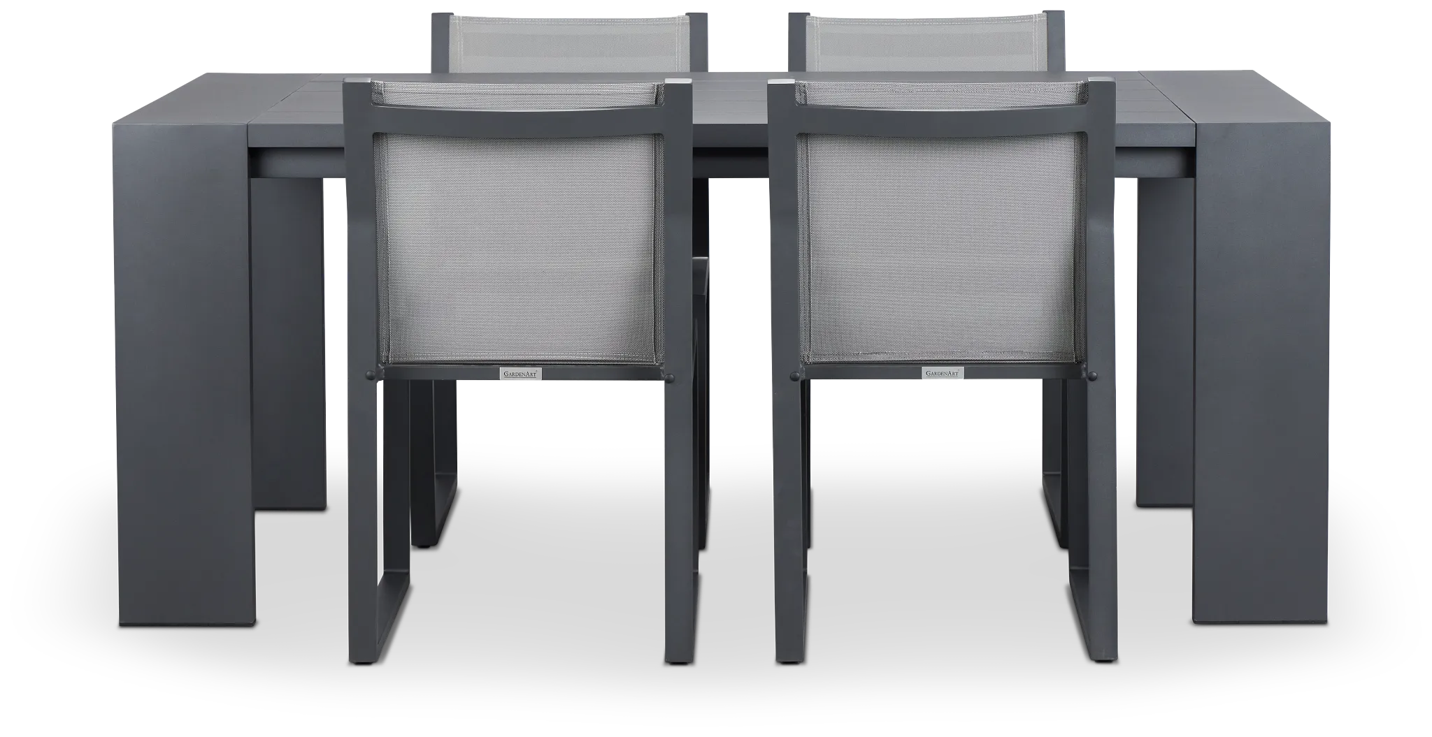 Linear Dark Gray 70" Aluminum Table & 4 Sling Side Chairs