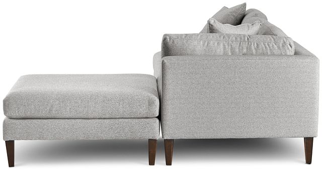 Morgan Light Gray Fabric Small Right Bumper Sectional W/ Wood Legs