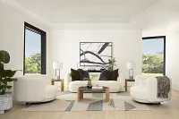 Presley White Fabric Sofa