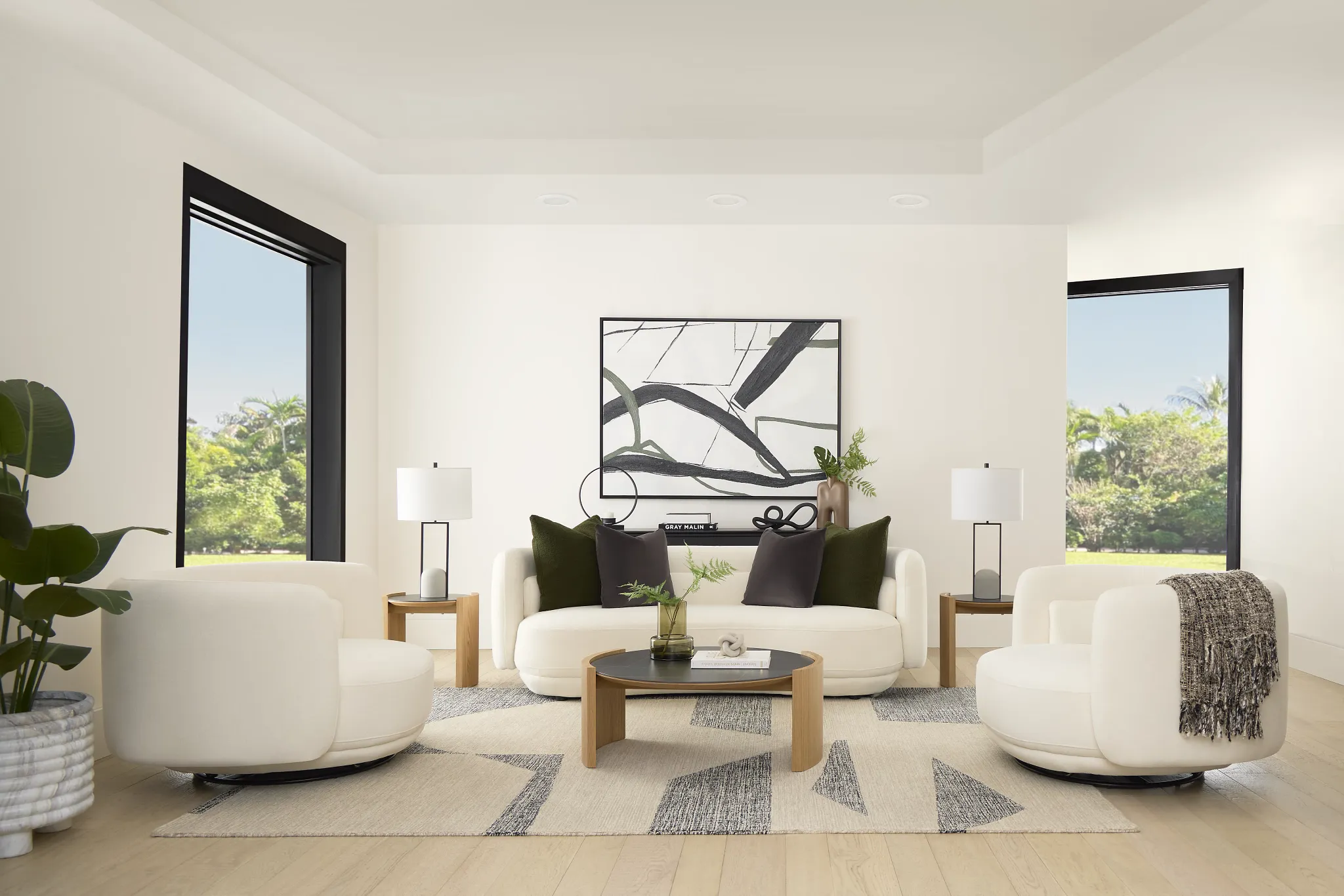 Presley White Fabric Sofa