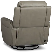 Julian Light Gray Lthr/vinyl Power Swivel Glider Recliner