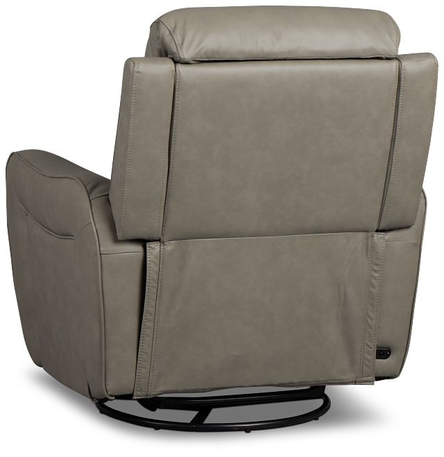 Julian Light Gray Lthr/vinyl Power Swivel Glider Recliner