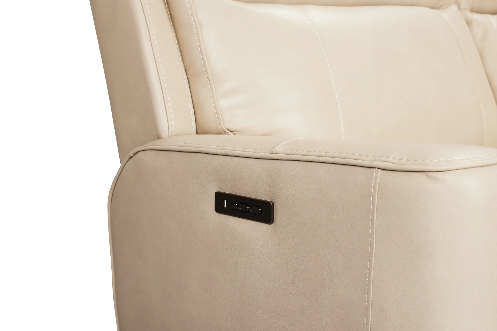 Benji Light Beige Lthr/vinyl Small Two-arm Power Reclining Sectional Benji Light Beige Lthr/vinyl Small Two-arm Power Reclining Sectional