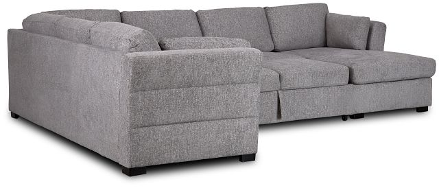 Amber Dark Gray Fabric Large Right Chaise Sleeper Sectional