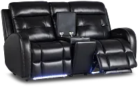 Omega Black Micro Power Reclining Console Loveseat