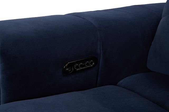 Gemma Navy Velvet Left Chaise Power Reclining Sectional