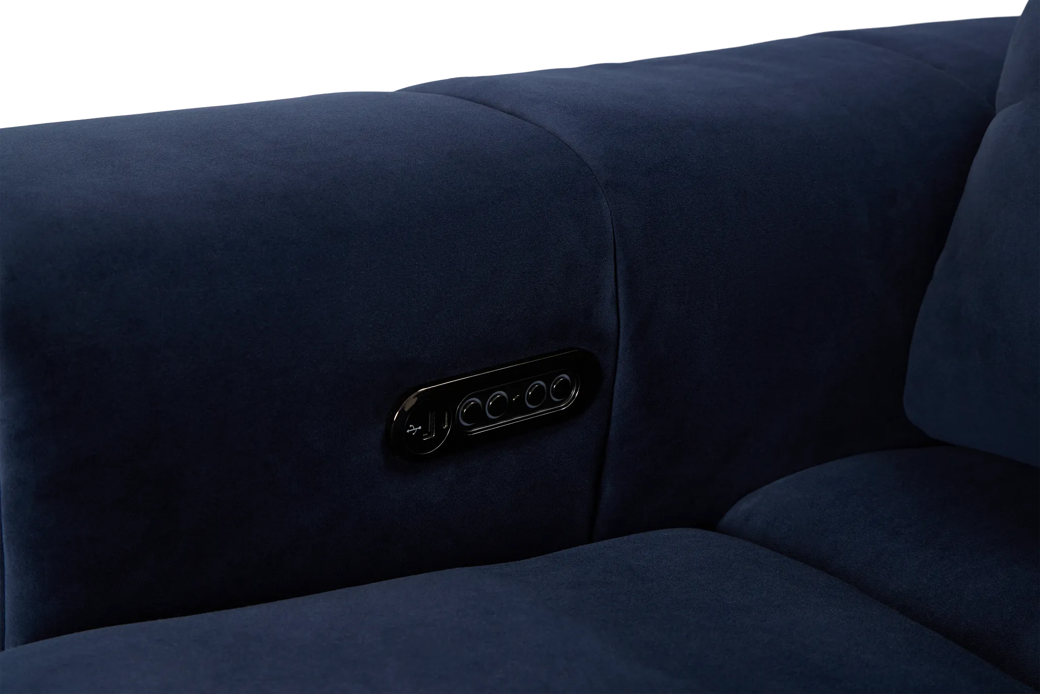 Gemma Navy Velvet Left Chaise Power Reclining Sectional