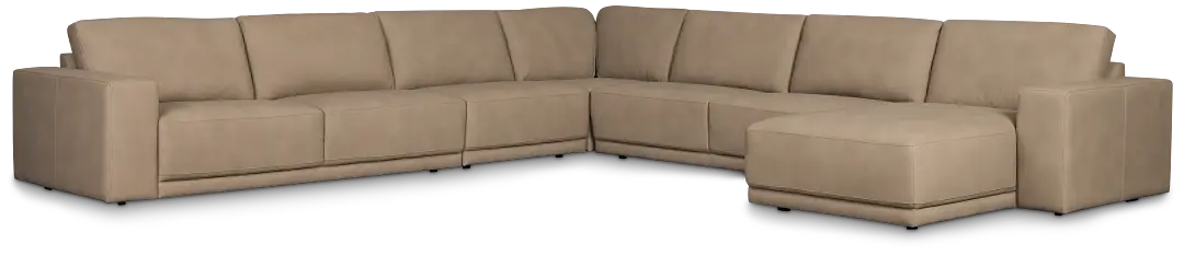 Kellan Taupe Leather Large Right Chaise Sectional Kellan Taupe Leather Large Right Chaise Sectional