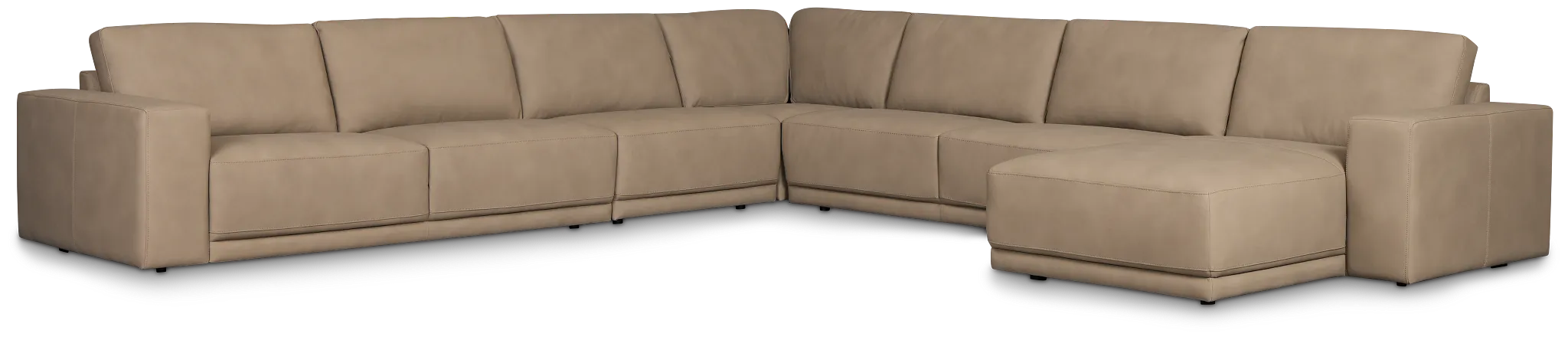 Kellan Taupe Leather Large Right Chaise Sectional