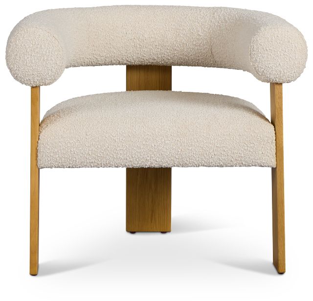 Elara White Fabric Accent Chair