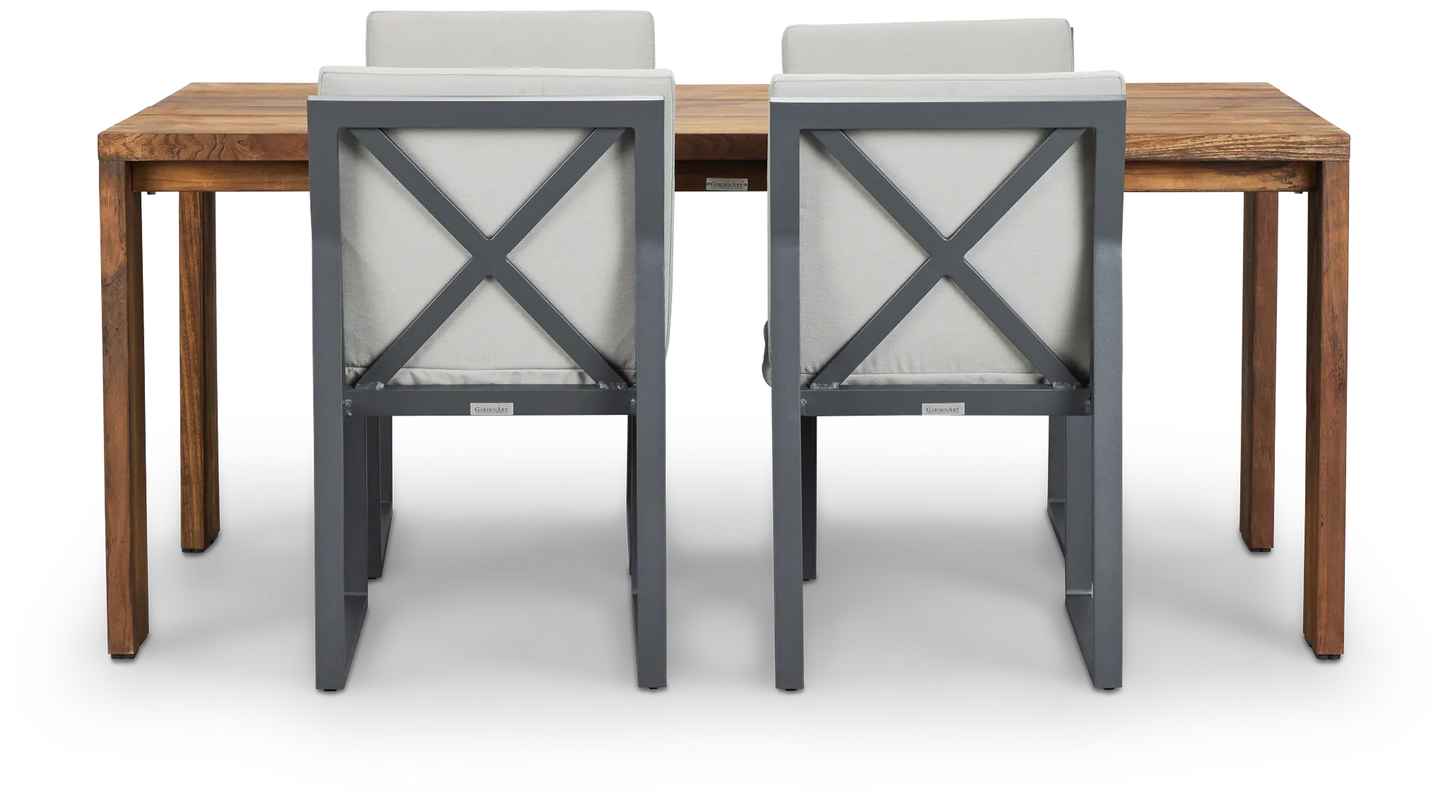 Linear Dark Gray 70" Teak Table & 4 Cushioned Side Chairs