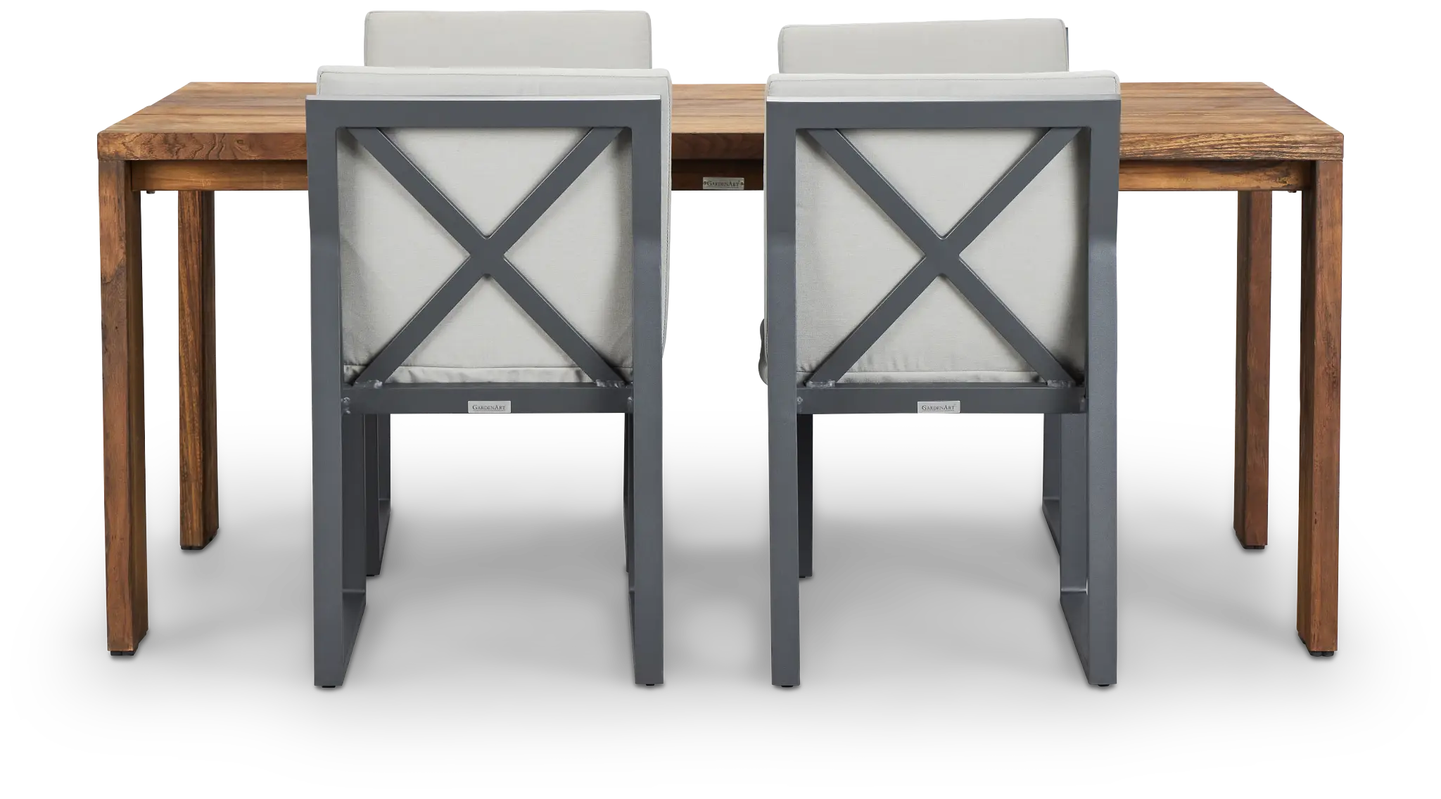 Linear Dark Gray 70" Teak Table & 4 Cushioned Side Chairs Linear Dark Gray 70" Teak Table & 4 Cushioned Side Chairs