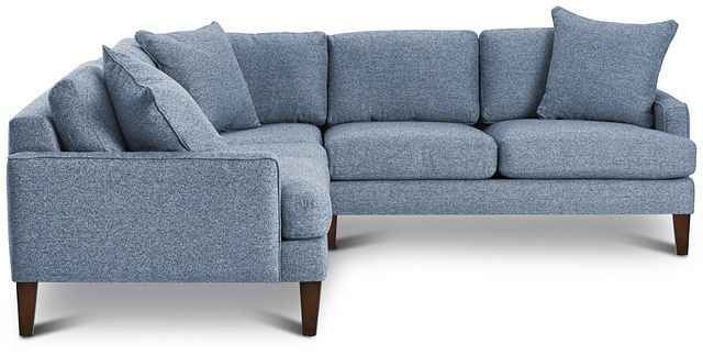 Morgan Blue Fabric Small Right 2-arm Sectional W/ Wood Legs