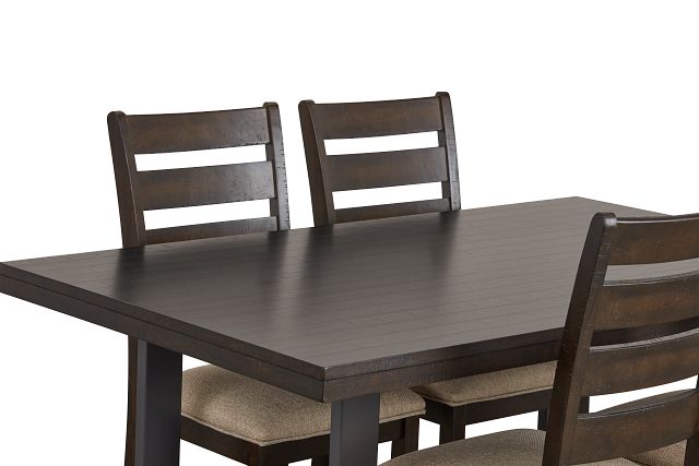 Sawyer Dark Tone Rect Table & 4 Wood Chairs (6)