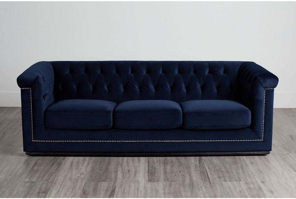 Blair Dark Blue Micro Sofa Living, Dark Blue Sofa Set