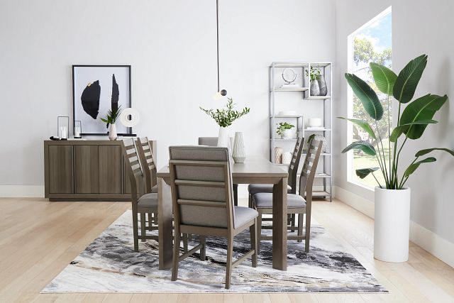 Zurich Gray Rect Table & 4 Slat Chairs