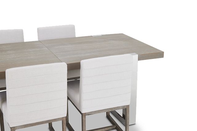 Berlin White Table & 4 Upholstered Chairs (7)