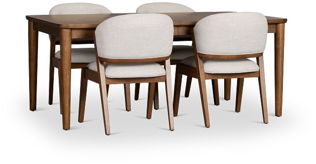 Rockford Light Tone Rect Table & 4 Upholstered Chairs