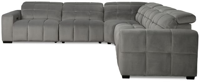Gemma Light Gray Velvet Small Left Chaise Power Reclining Sectional