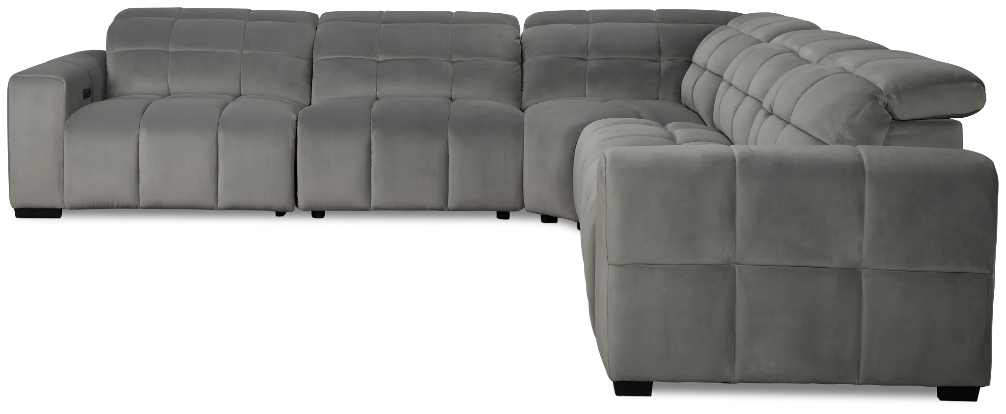 Gemma Light Gray Velvet Small Left Chaise Power Reclining Sectional