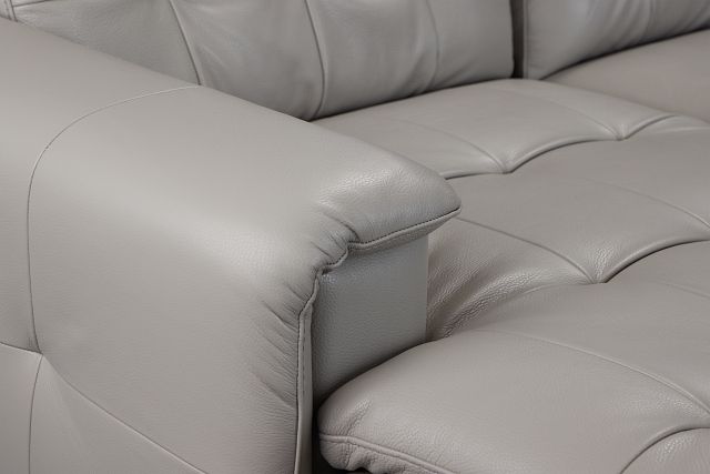 Rowan Gray Leather Medium Left Chaise Sectional