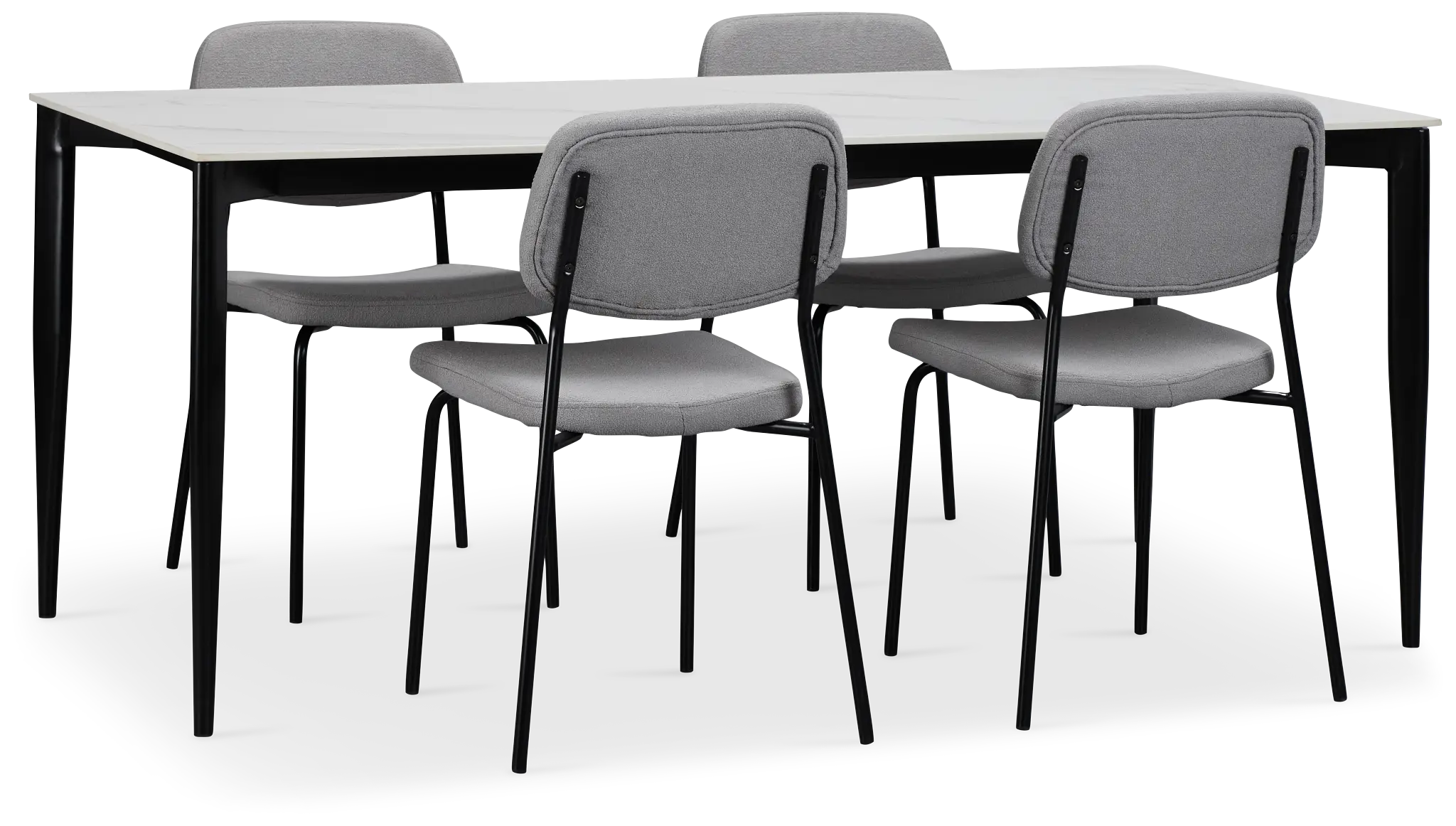 Andover White Rect Table & 4 Gray Upholstered Chairs Andover White Rect Table & 4 Gray Upholstered Chairs