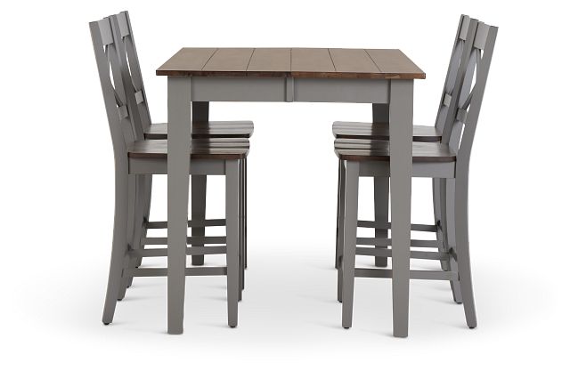 Sumter Gray High Table & 4 Barstools