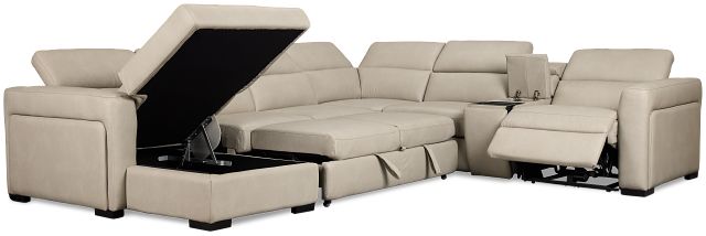 Melody Light Gray Storage Medium Left Dual Power Chaise Sleeper Sectional