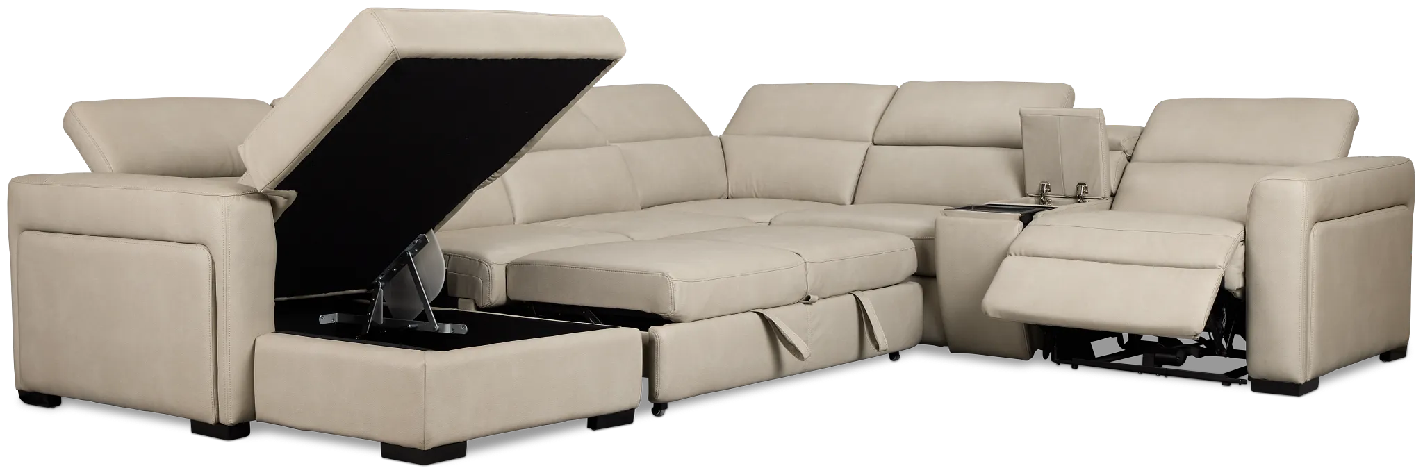 Melody Light Gray Storage Medium Left Dual Power Chaise Sleeper Sectional